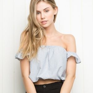 BRANDY MELVILLE Beccah Off Shoulder Ruffle Top